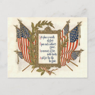 Carte Postale Couronne de drapeau américain Memorial Day
