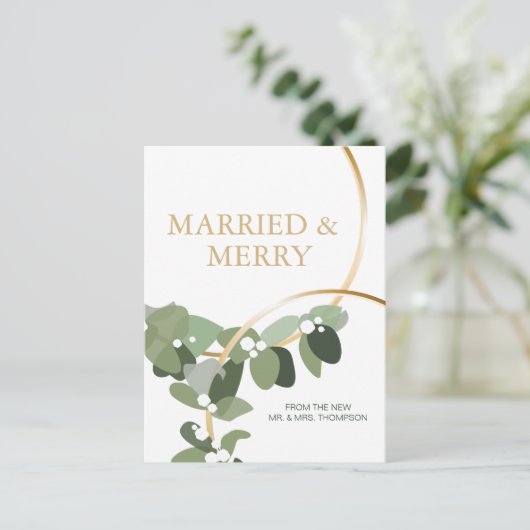 Carte Postale Couronne de eucalyptus de Noël Merci pour les jeun (Debout devant)