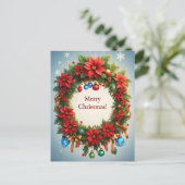 Carte Postale Couronne de fête de Noël 🎄✨ Poinsettia (Debout devant)