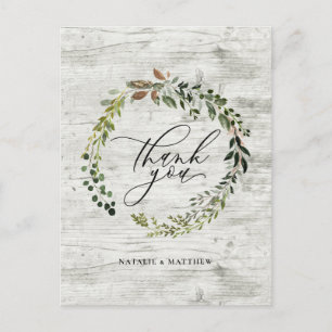 Carte Postale Couronne de fleurs et de feuillage aquarelle rusti