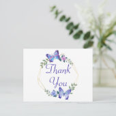 Carte Postale Couronne de fleurs Merci Papillon Papillons bleus (Debout devant)