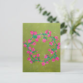 Carte Postale Couronne de fleurs roses texturées (Debout devant)