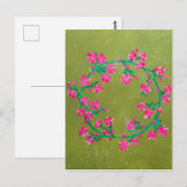 Carte Postale Couronne de fleurs roses texturées (Devant / Derrière)