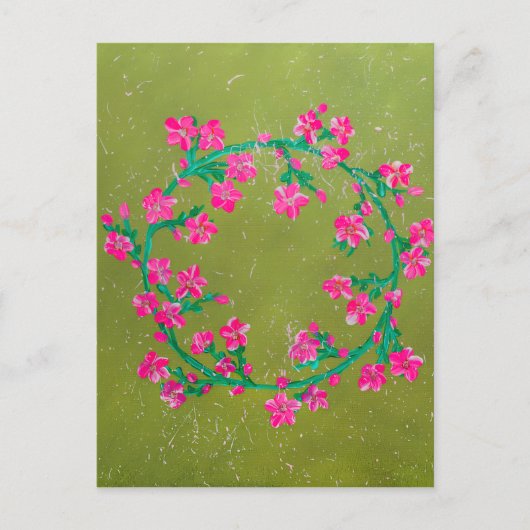 Carte Postale Couronne de fleurs roses texturées (Devant)