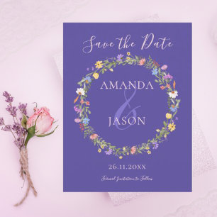 Carte Postale Couronne de fleurs sauvages Fleurs Mariage Enregis