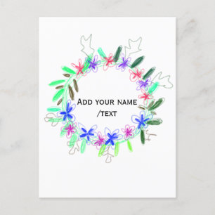 Carte Postale couronne de guirlande colorée Noël waadd nom texte