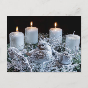 Carte Postale Couronne de l'Avent blanche