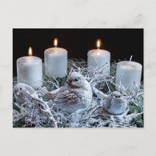 Carte Postale Couronne de l'Avent blanche (Devant)