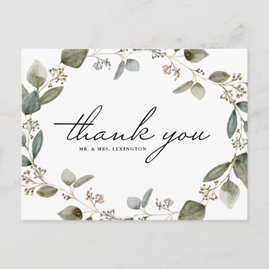 Carte Postale Couronne de mariage de remerciement en eucalyptus  (Devant)