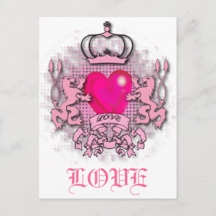 Carte Postale couronne de monarchie jubilé rose vif chic féminin