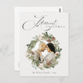 Carte Postale Couronne de Noël en pin rustique en coton  (Devant / Derrière)