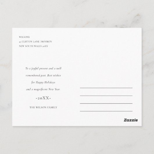 Carte Postale Couronne de Noël en pin rustique en coton  (Dos)