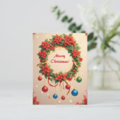 Carte Postale Couronne de Noël festive (Debout devant)
