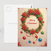 Carte Postale Couronne de Noël festive (Devant / Derrière)