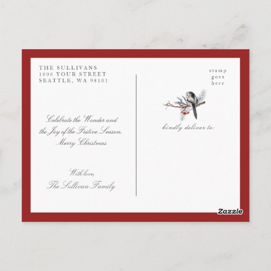 Carte Postale Couronne de Noël JOIE de fêtes Charming Hiver Oise (Dos)