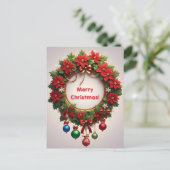Carte Postale Couronne de Noël 🎄✨Poinsettia Élégance Dorée Lumi (Debout devant)