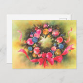 Carte Postale couronne de Noël rétro festive (Devant / Derrière)