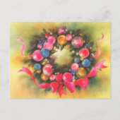 Carte Postale couronne de Noël rétro festive (Devant)