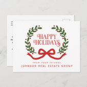 Carte Postale Couronne de Noël | Salutations de vacances (Devant / Derrière)