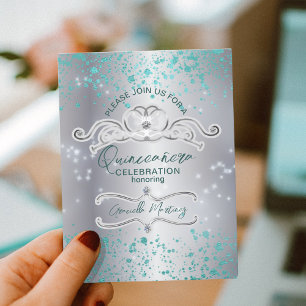 Carte Postale Couronne de Quinceañera en argent et pierres préci