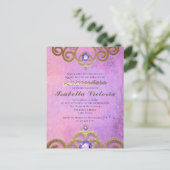 Carte Postale Couronne de Quinceañera en strass doré rose violet (Debout devant)