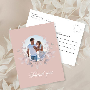 Carte Postale Couronne de remerciement de mariage photo rose