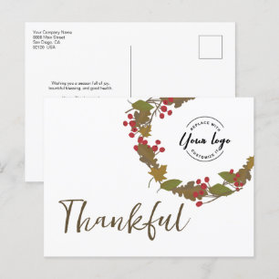 Carte Postale Couronne de remerciement de Thanksgiving d'automne