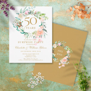 Carte Postale Couronne de roses pour la fête surprise des 50 ans