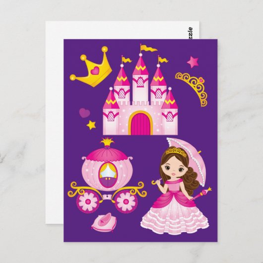 Carte Postale Couronne de Tiara Château Princesse Fillettes Viol (Devant / Derrière)