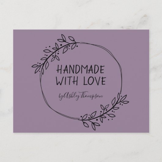 Carte Postale Couronne de verdure artisanale violet terreux (Devant)