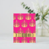 Carte Postale couronne d'or sur rose chaud (Debout devant)