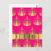 Carte Postale couronne d'or sur rose chaud (Devant / Derrière)
