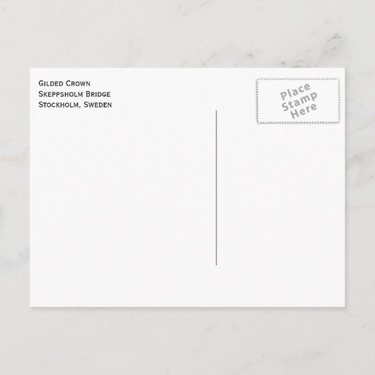 Carte Postale Couronne dorée, pont Skeppsholm, Stockholm Suède (Dos)