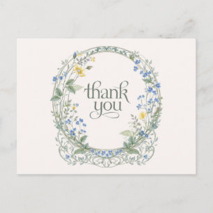 Carte Postale Couronne Élégante de Fleur Sauvage Bleue Botanique