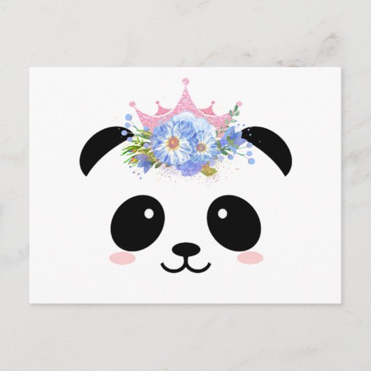 Carte Postale Couronne fleurie de princesse panda (Devant)