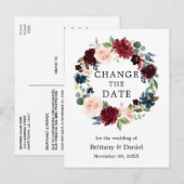 Carte Postale Couronne florale aquarelle Changement de date (Devant / Derrière)