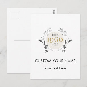 Carte Postale Couronne florale élégante modèle de logo personnal