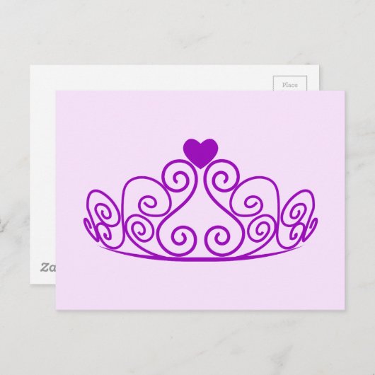 CARTE POSTALE COURONNE GRAPHIQUE TIARA PRINCESSE VIOLETTE PERSON (Devant / Derrière)