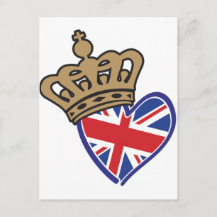 Carte Postale Couronne Royale Drapeau Cœur Royaume-Uni