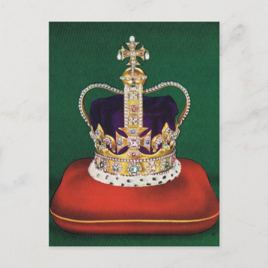 Carte Postale Couronne utilisée à la couronne de la reine Elizab (Devant)