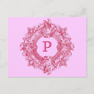 Carte Postale Couronne vintage rose fleurie