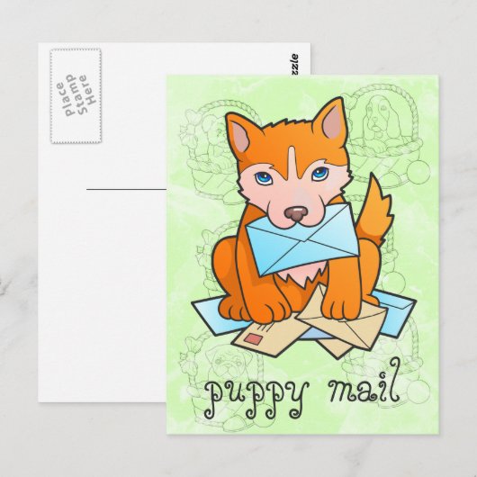 Carte Postale courrier de chiot (Devant / Derrière)