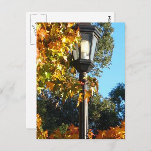 Carte Postale Courrier de lampe dans l'automne (Devant / Derrière)