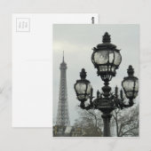 Carte Postale Courrier de lampe de Paris et scène de Tour Eiffel (Devant / Derrière)