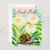 Carte Postale courrier d'escargot coloré (Devant / Derrière)
