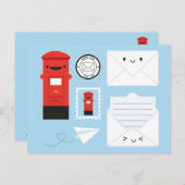 Carte Postale Courrier heureux - Kawaii Post (Devant / Derrière)