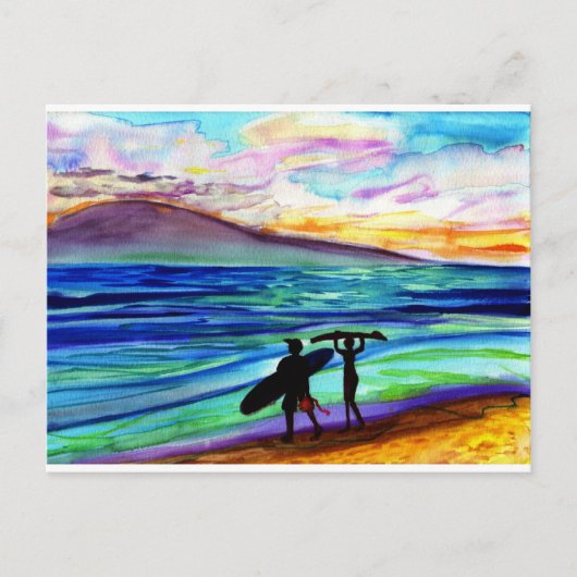 Carte Postale Cours de surf l'après-midi Lahaina (Devant)