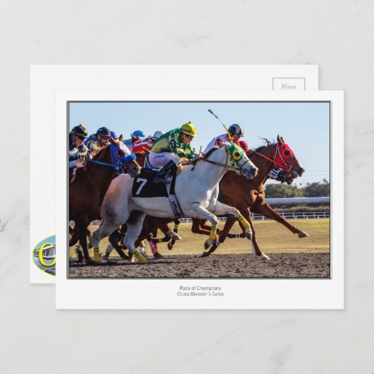 Carte Postale Course à cheval (Devant / Derrière)