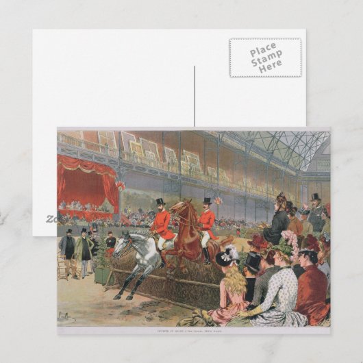 Carte Postale Course à cheval, 1886 (Devant / Derrière)