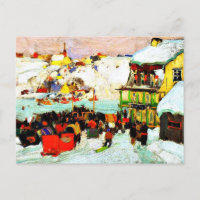 Course à cheval en hiver, peinture d'art,